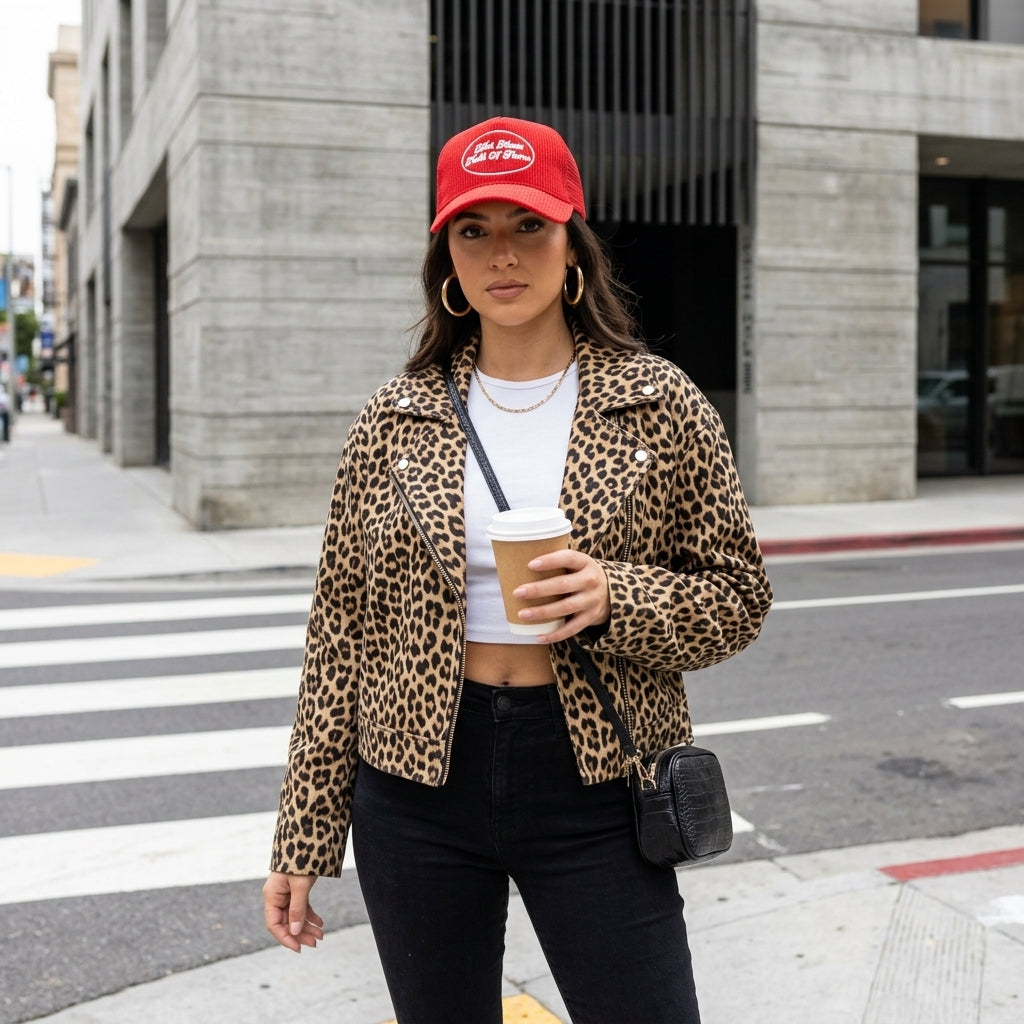Women's Red Corduroy Trucker Hat 3D Puff Embroidery Hot Mess Hall of Fame - Crowned One