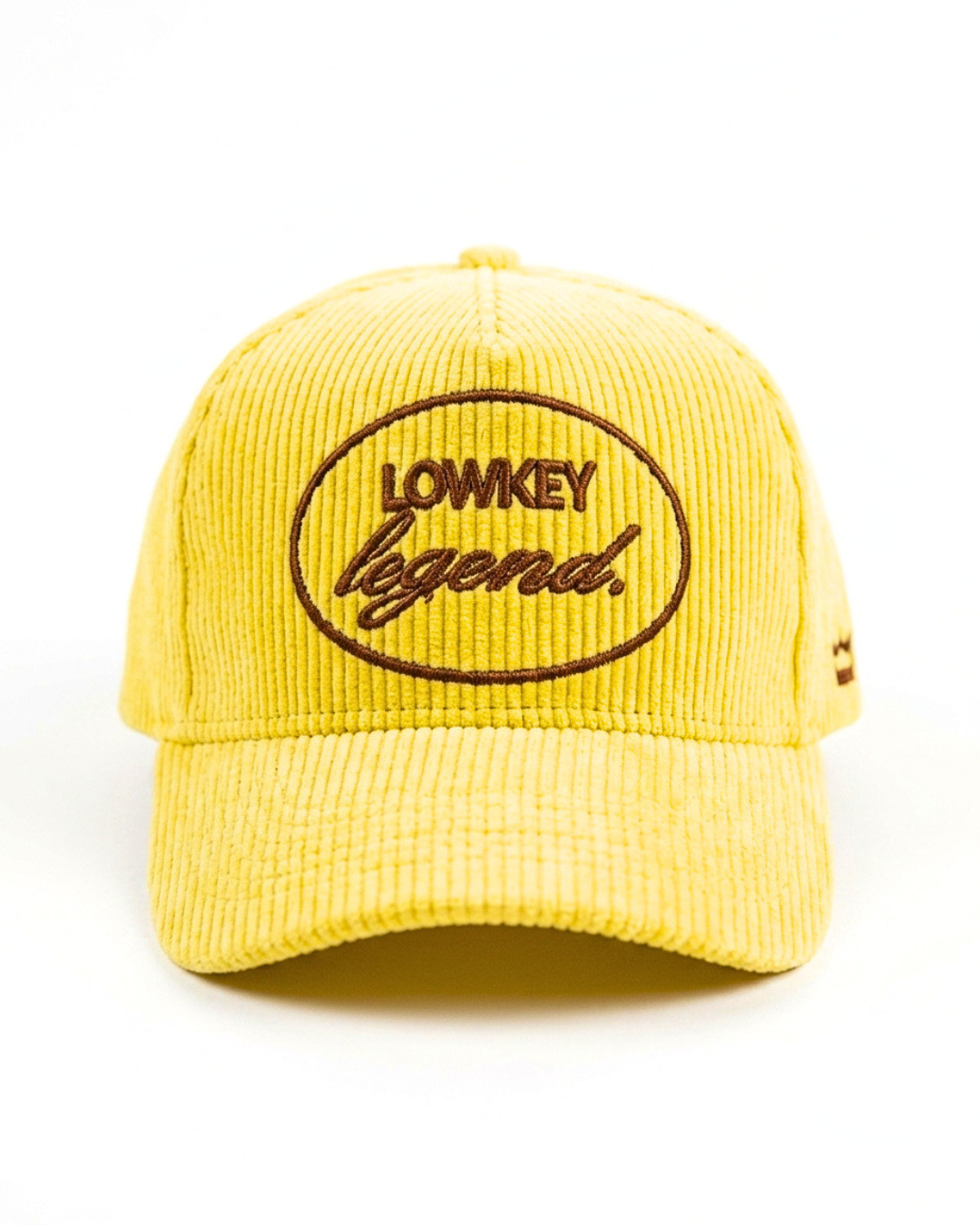 Yellow Corduroy Hat 3D Puff Embroidery Lowkey Legend - Crowned One - Christian Hat