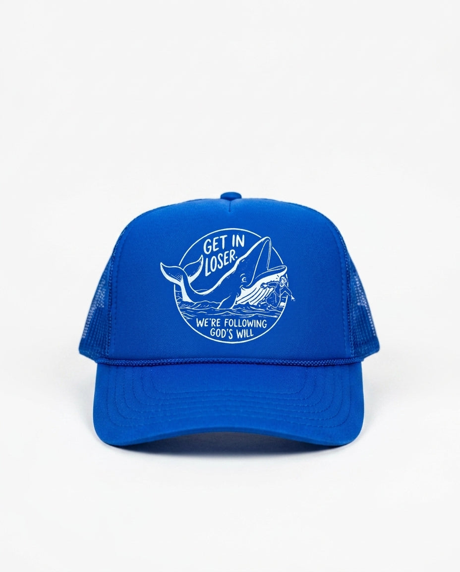 Christian Trucker Hat — Get In Loser Funny Faith Hat — Foam Snapback