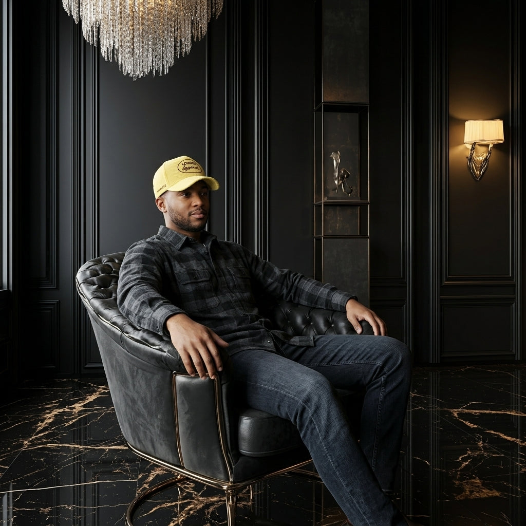 Yellow Corduroy Hat 3D Puff Embroidery Lowkey Legend - Crowned One - Christian Hat