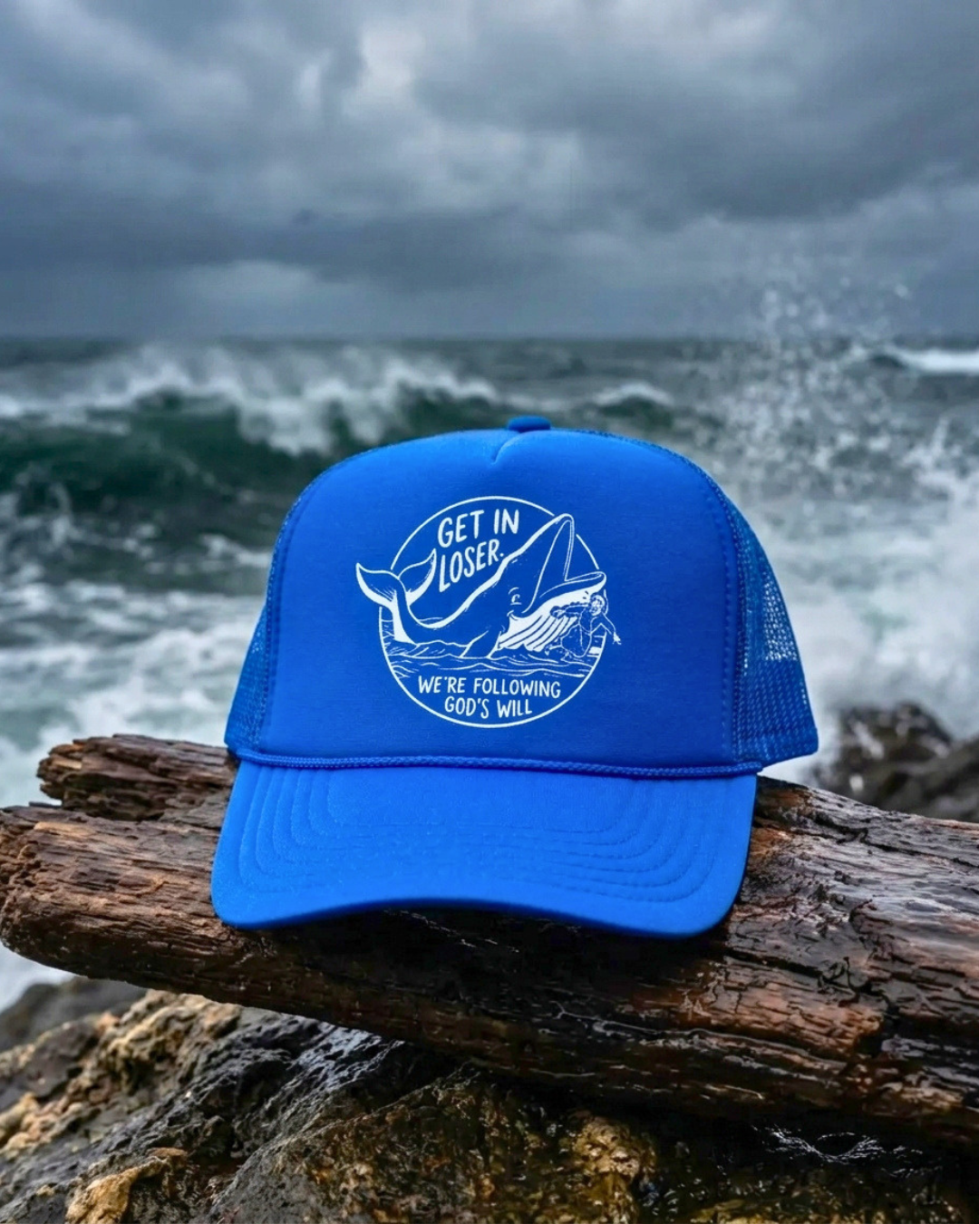 Christian Trucker Hat — Get In Loser Funny Faith Hat — Foam Snapback