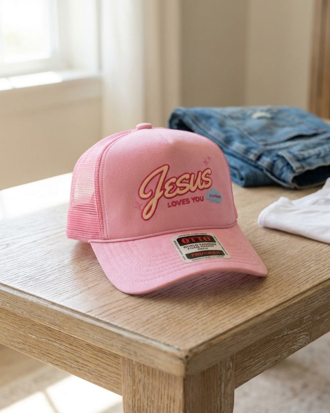 Funny Christian Hat "I'm Trying Jesus" Premium Foam Trucker