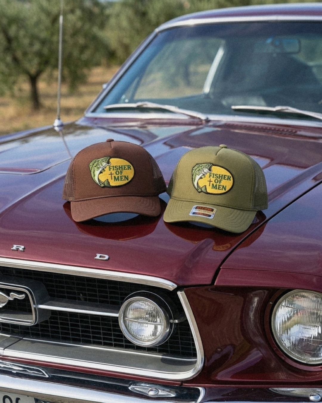 Fisher of Men Foam Snapback Hat Patch Green Khaki - Crowned One - Christian Hat