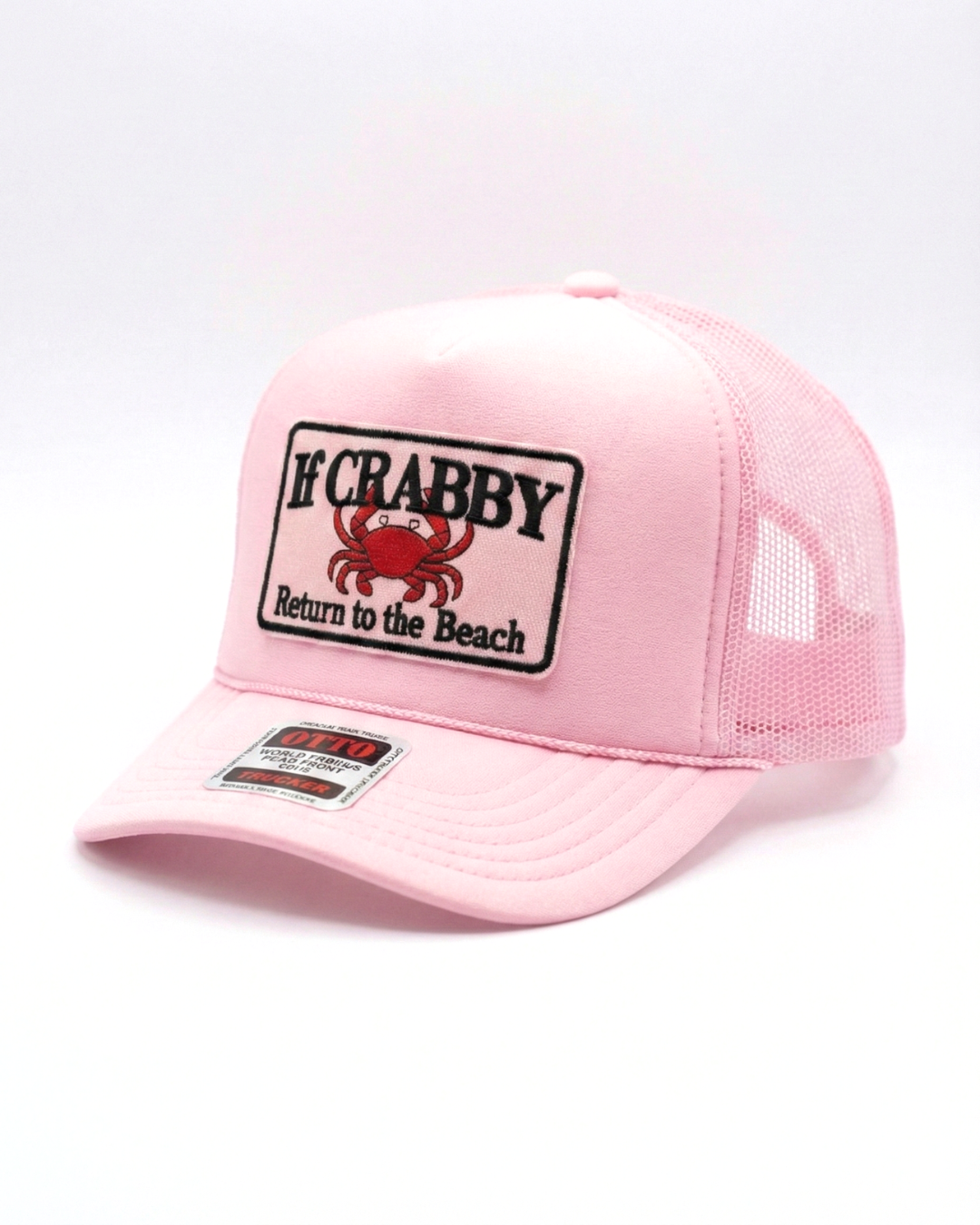 "If Crabby Return to the Beach" // Pink Foam Trucker