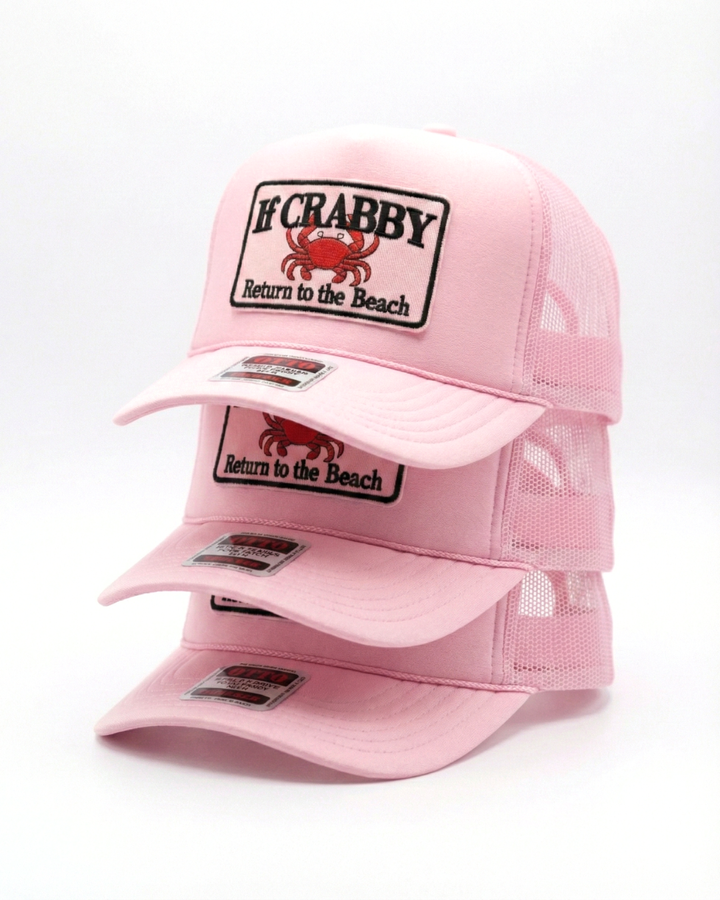 "If Crabby Return to the Beach" // Pink Foam Trucker