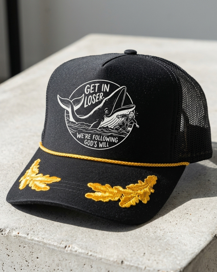 Christian Trucker Hat — Get In Loser Funny Faith Hat — Foam Snapback
