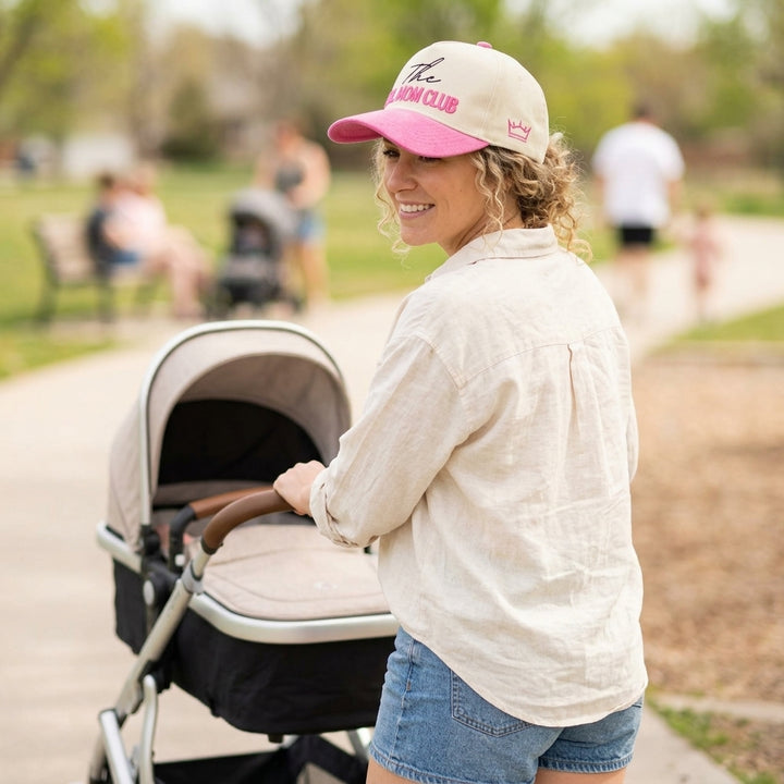 Girl Mom Club Hat Suede Brim Pink 3D Puff Embroidery Trucker - Crowned One - Mom Hat
