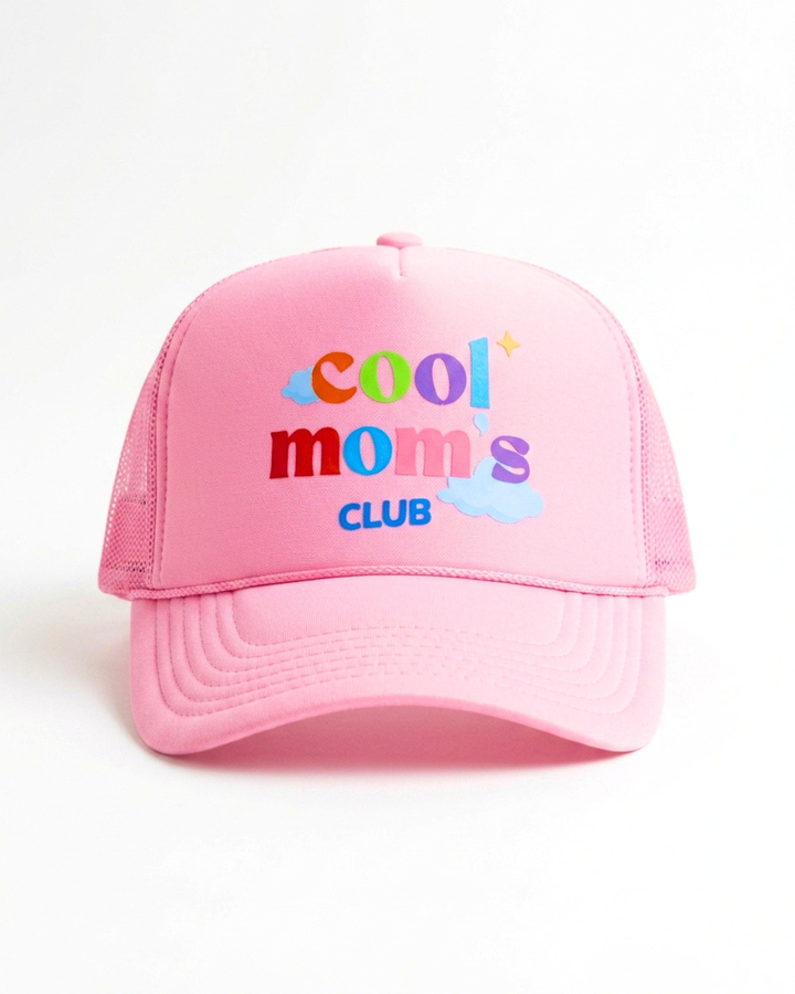 Women's Pink Foam Trucker Hat Waterproof Cool Moms Club - Crowned One