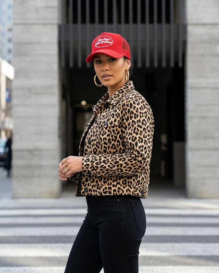 Women's Red Corduroy Trucker Hat 3D Puff Embroidery Hot Mess Hall of Fame - Crowned One