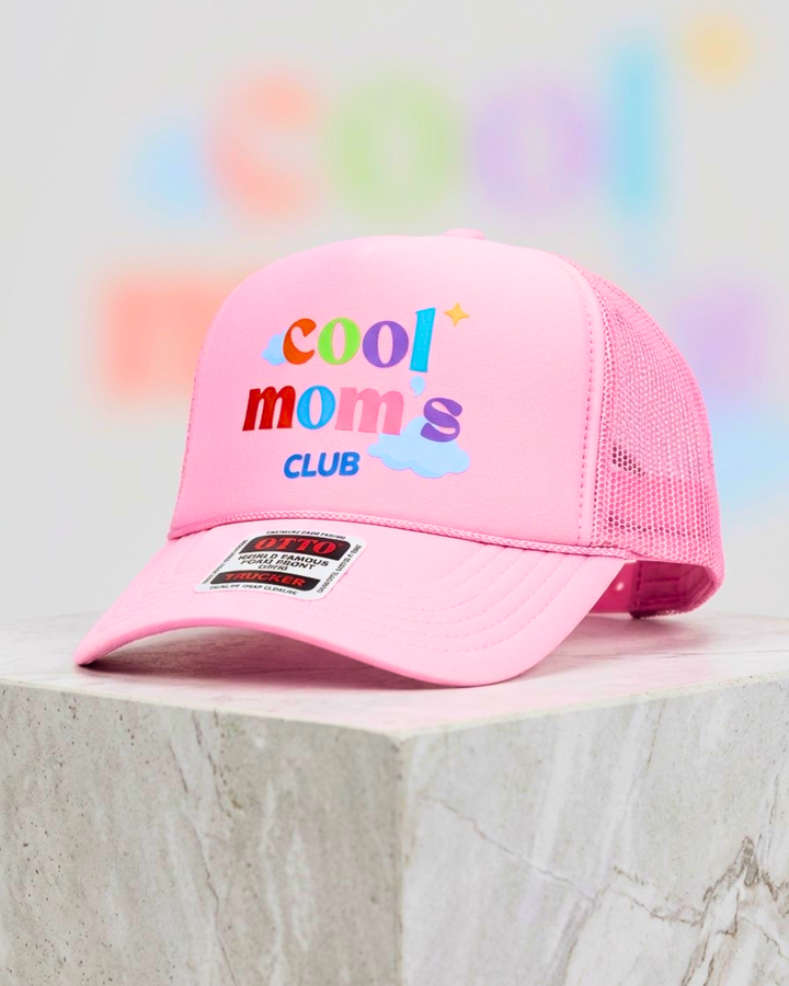 Women's Pink Foam Trucker Hat Waterproof Cool Moms Club - Crowned One