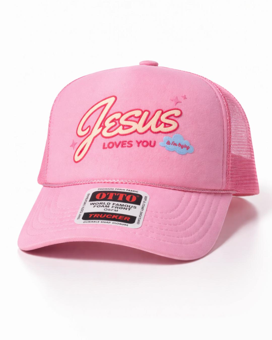 Funny Christian Hat "I'm Trying Jesus" Premium Foam Trucker