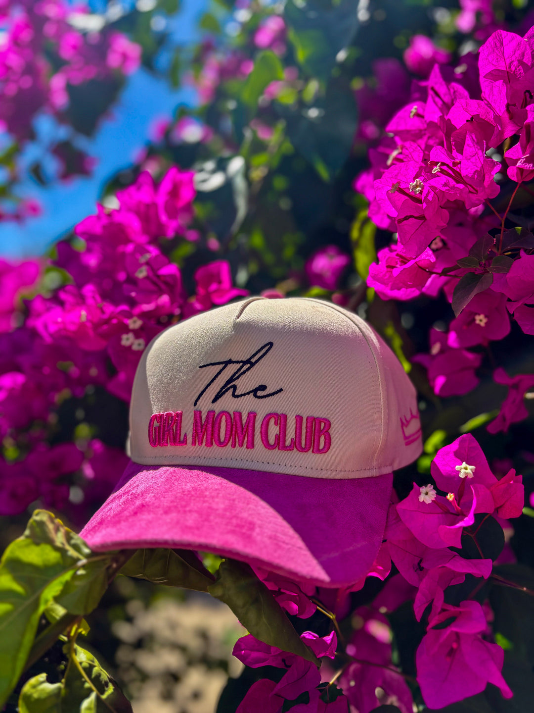 Girl Mom Club Hat Suede Brim Pink 3D Puff Embroidery Trucker - Crowned One - Mom Hat