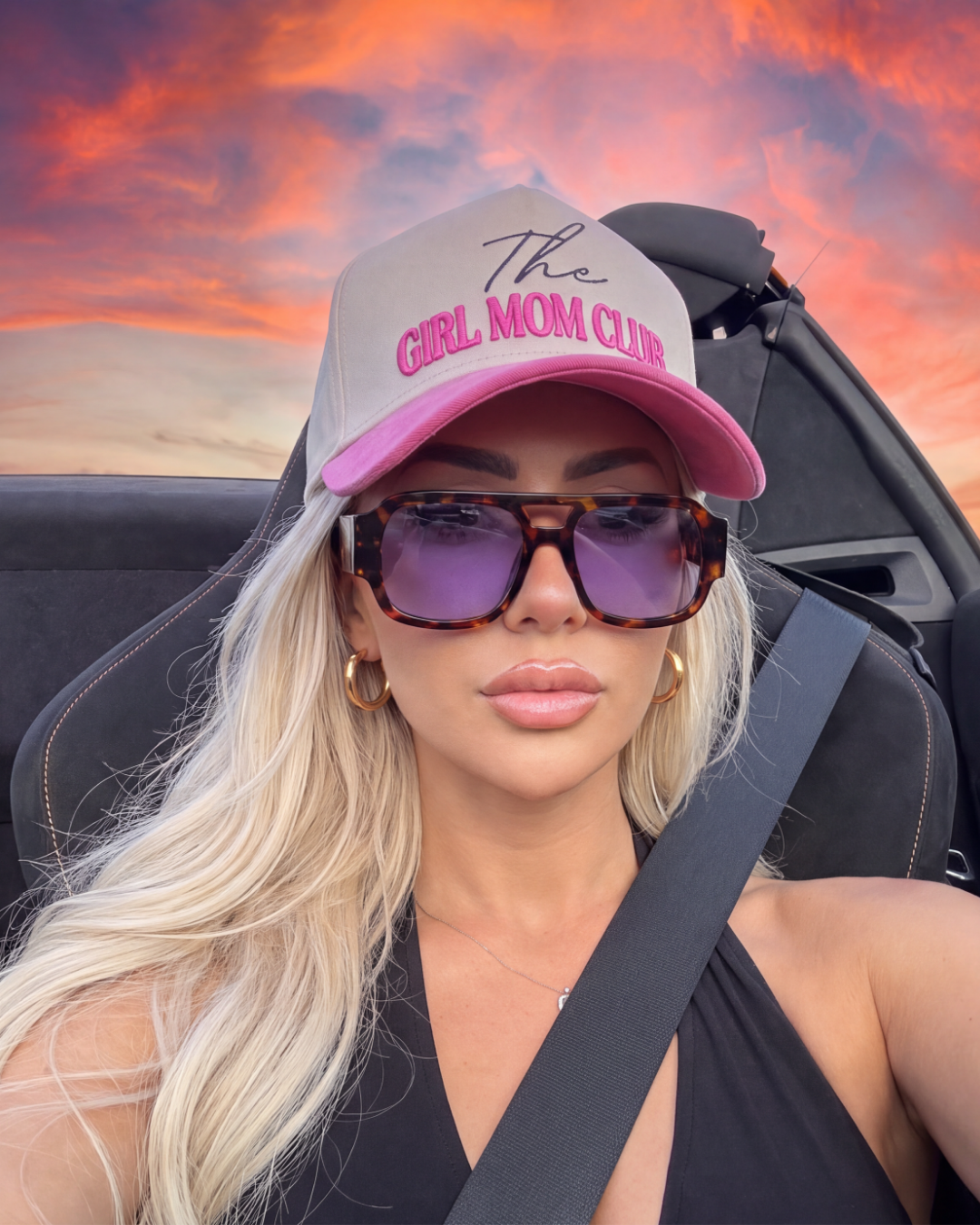 Girl Mom Club Hat Suede Brim Pink 3D Puff Embroidery Trucker - Crowned One - Mom Hat