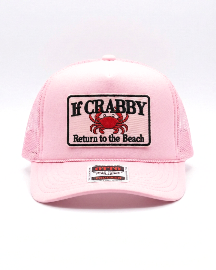 "If Crabby Return to the Beach" // Pink Foam Trucker